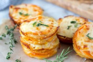 cheesy muffin tin potato stacks